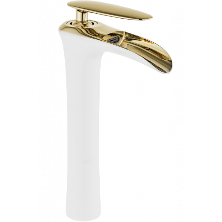 Mexen Lyra high washbasin faucet, white/gold - 745310-25