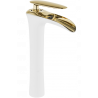 Mexen Lyra high basin tap, white/gold - 745310-25