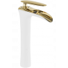 Mexen Lyra high washbasin faucet, white/gold - 745310-25