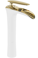 Mexen Lyra high washbasin faucet, white/gold - 745310-25