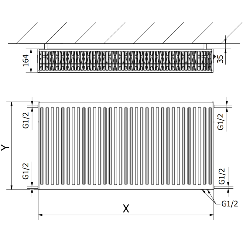 Mexen CV33 panel radiator 400 x 900 mm, bottom connection, 1520 W, white - W633-040-090-00