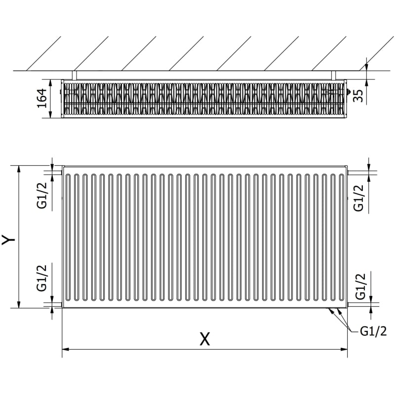 Mexen CV33 panel radiator 400 x 1300 mm, bottom connection, 2195 W, white - W633-040-130-00