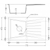 Mexen Cesar 1-compartment granite sink with a drip tray 775 x 470 mm, Grey - 6514771010-71