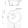 Mexen Diego 1-compartment granite sink 488 x 480 mm, Spotted black - 6512481000-76