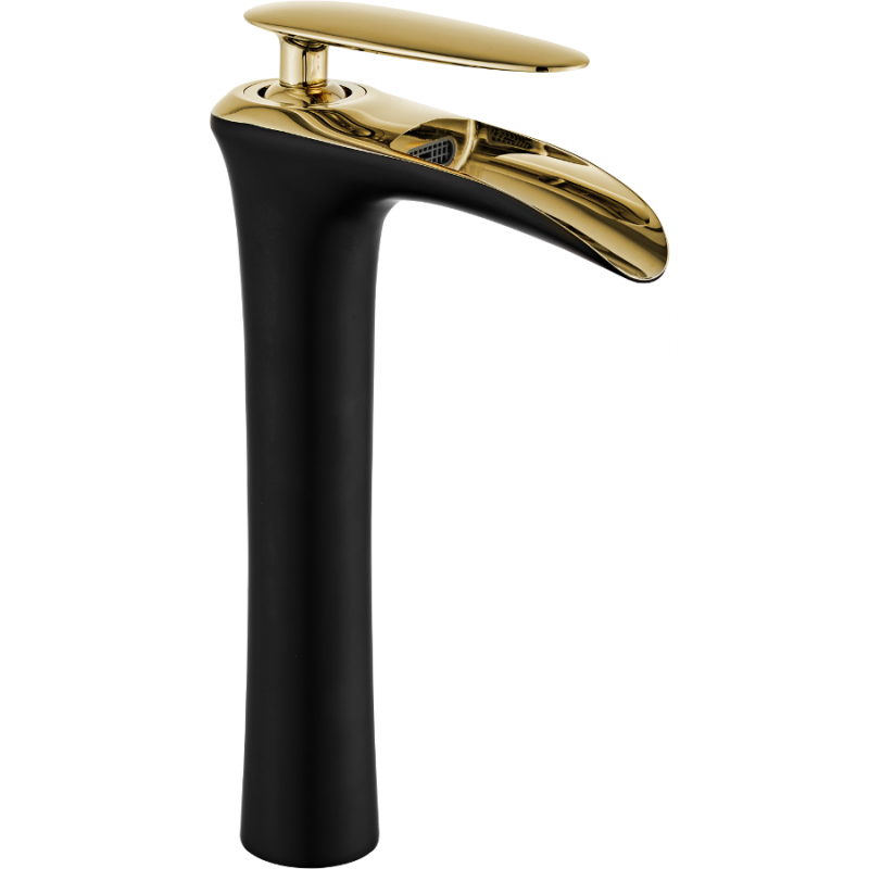 Mexen Lyra high washbasin mixer tap, Black/Gold - 745310-75