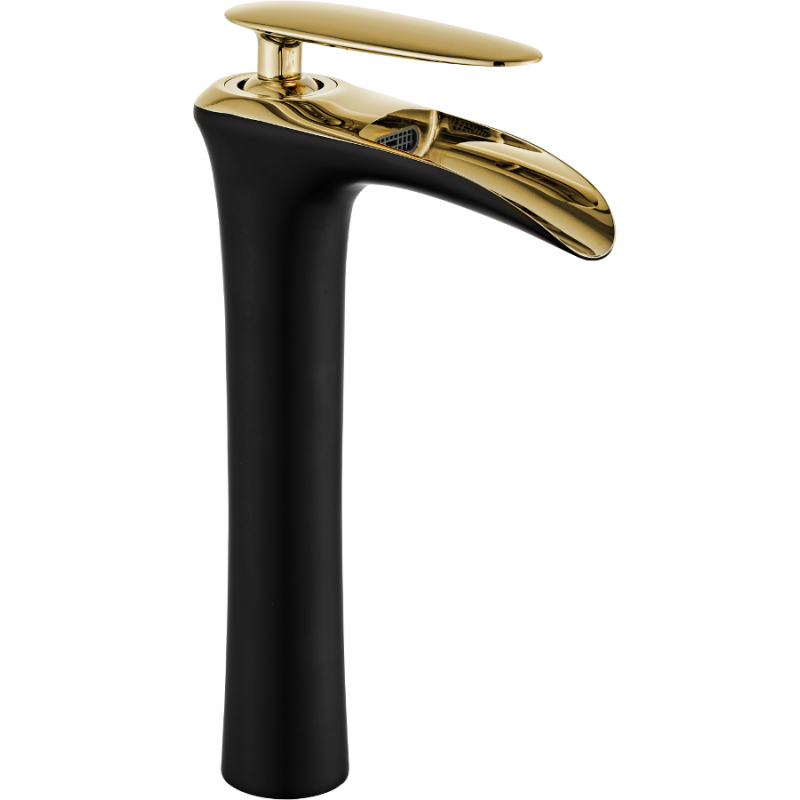 Mexen Lyra tall sink faucet, black/gold - 745310-75