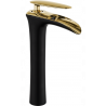 Mexen Lyra tall sink faucet, black/gold - 745310-75