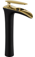 Mexen Lyra tall sink faucet, black/gold - 745310-75