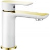 Mexen Alfa washbasin tap, white/gold - 745700-25
