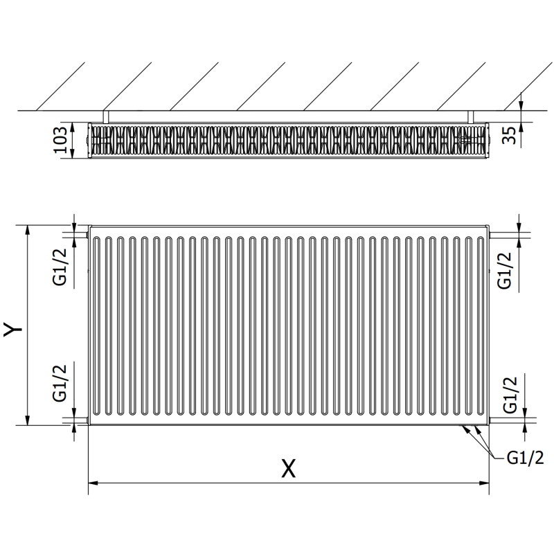 Mexen CV22 plate radiator 900 x 1100 mm, bottom connection, 2513 W, white - W622-090-110-00