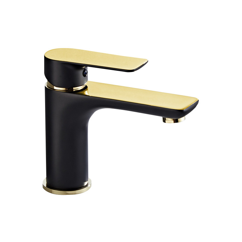 Mexen Alfa washbasin faucet, black/gold - 745700-75