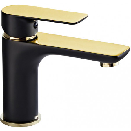 Mexen Alfa washbasin faucet, black/gold - 745700-75