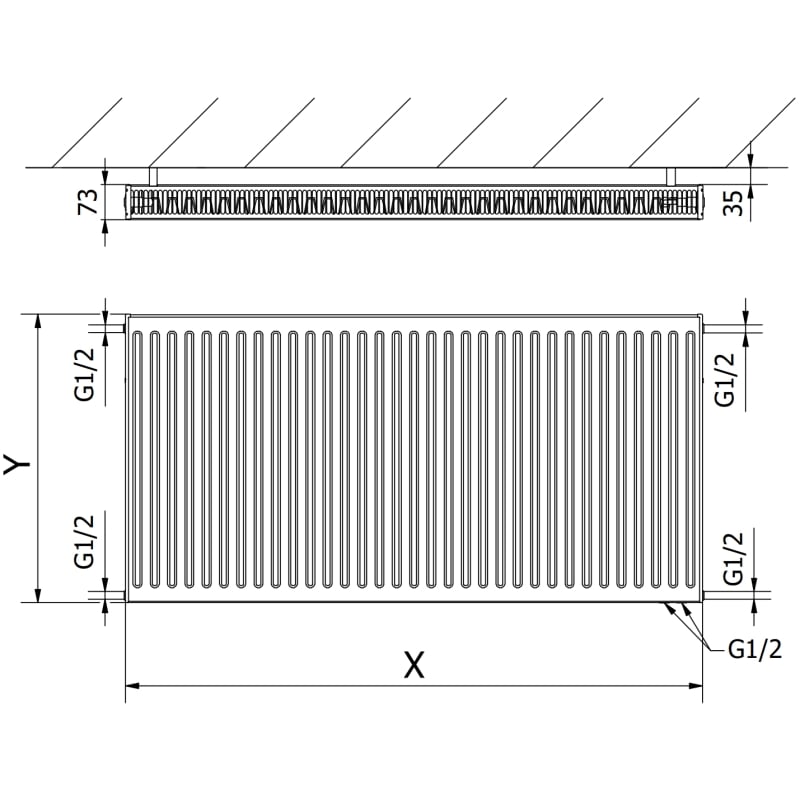 Mexen CV21 panel radiator 400 x 500 mm, bottom connection, 463 W, white - W621-040-050-00