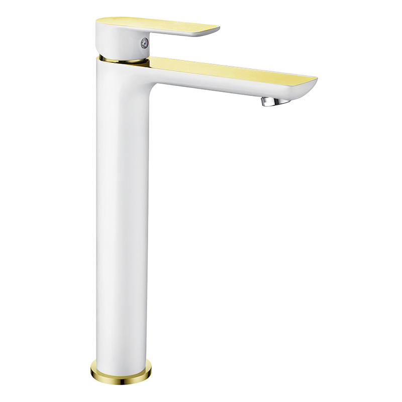 Mexen Alfa high washbasin faucet, white/gold - 745710-25