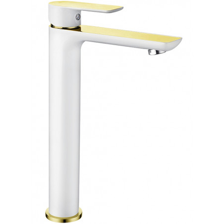 Mexen Alfa high washbasin faucet, white/gold - 745710-25