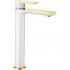 Mexen Alfa high washbasin faucet, white/gold - 745710-25
