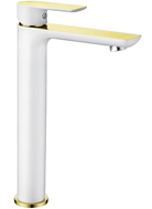 Mexen Alfa high washbasin faucet, white/gold - 745710-25