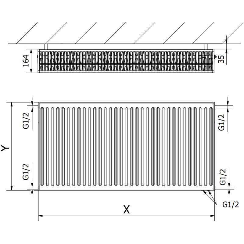 Mexen CV33 panel radiator 600 x 1200 mm, bottom connection, 2801 W, white - W633-060-120-00