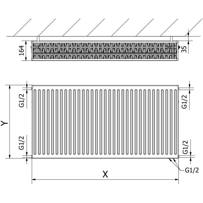 Mexen CV33 Flat radiator 600 x 700 mm, bottom connection, 1634 W, white - W633-060-070-00