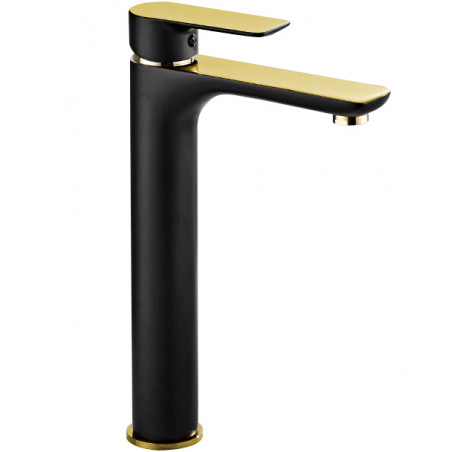 Mexen Alfa high washbasin faucet, black/gold - 745710-75