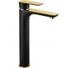 Mexen Alfa high wash basin tap, black/gold - 745710-75