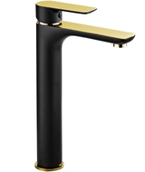 Mexen Alfa high washbasin mixer tap, Black/Gold - 745710-75