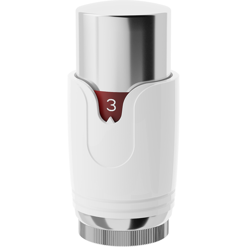 Mexen Uni-Term thermostatic radiator valve head, white/chrome - W900-000-21