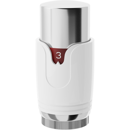 Mexen Uni-Term thermostatic radiator valve head, white/chrome - W900-000-21