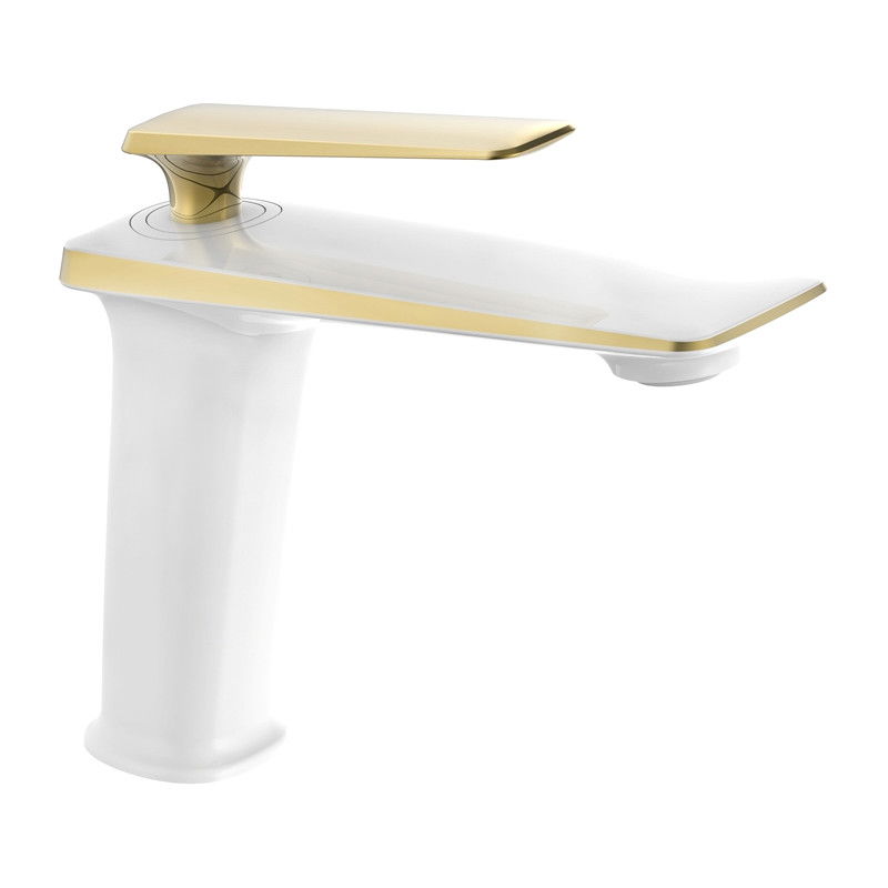Mexen Purus washbasin tap, white/gold - 745800-25