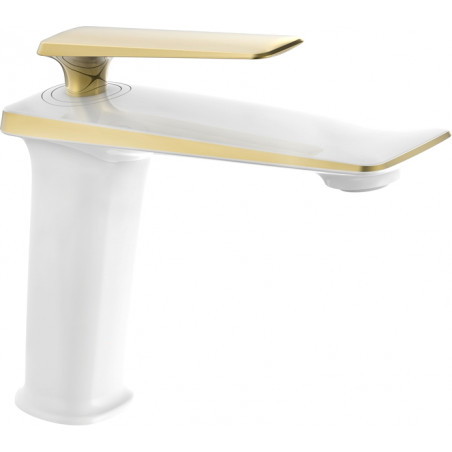 Mexen Purus washbasin faucet, white/gold - 745800-25