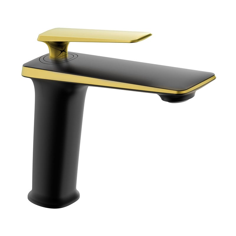 Mexen Purus washbasin faucet, black/gold - 745800-75