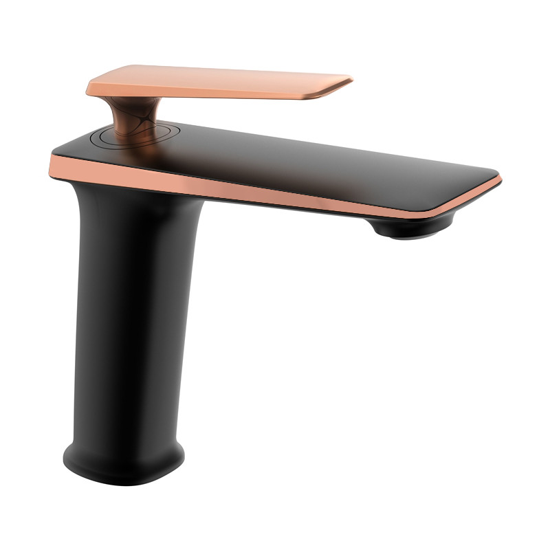 Mexen Purus washbasin faucet, black/pink gold - 745800-76
