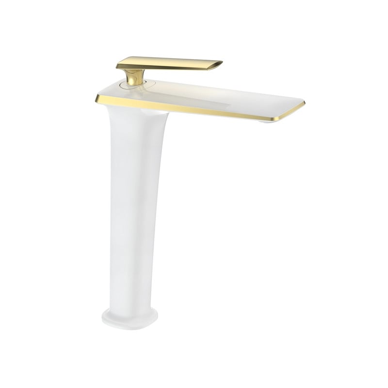 Mexen Purus tall basin tap, white/gold - 745810-25