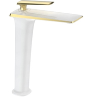 Mexen Purus high washbasin faucet, white/gold - 745810-25