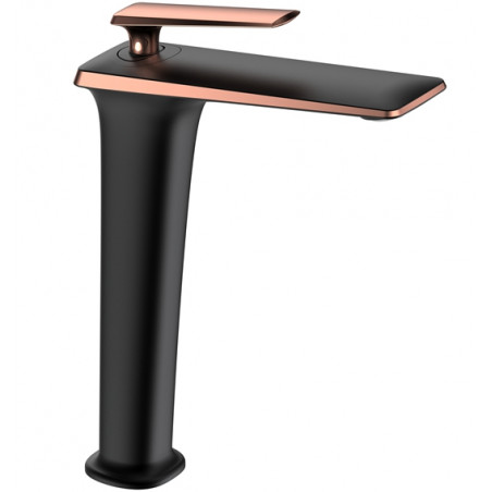 Mexen Purus high bathroom faucet, black/pink gold - 745810-76