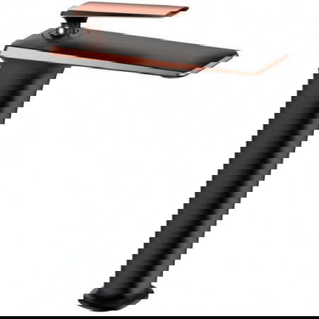 Mexen Purus high washbasin mixer tap, Black/Rose gold - 745810-76