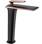 Mexen Purus high bathroom faucet, black/pink gold - 745810-76
