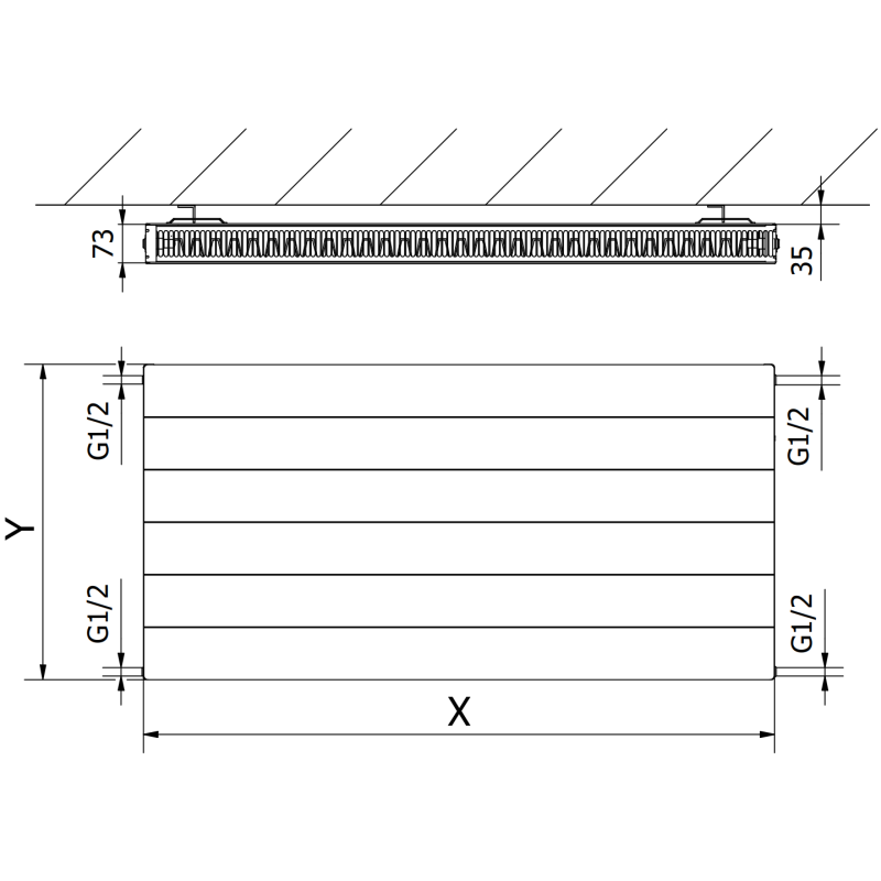 Mexen Line CL21 plate radiator 500 x 500 mm, side connection, 504 W, white - W421L-050-050-00