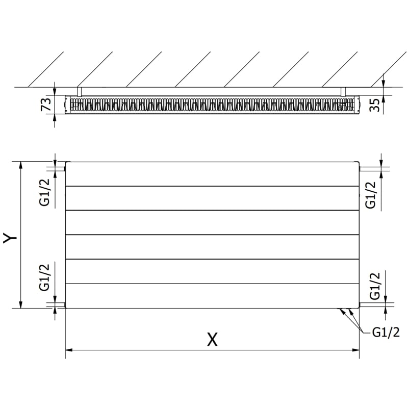 Mexen CVL21 Panel radiator 900 x 400 mm, bottom connection, 636 W, white - W621L-090-040-00