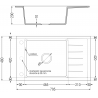 Mexen Elias 1-compartment granite sink with a short drip tray 795 x 480 mm, Grey - 6511791005-71