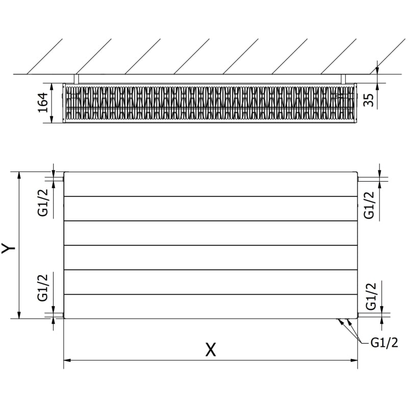 Mexen CVL33 Plate radiator line 500 x 900 mm, bottom connection, 1711 W, white - W633L-050-090-00