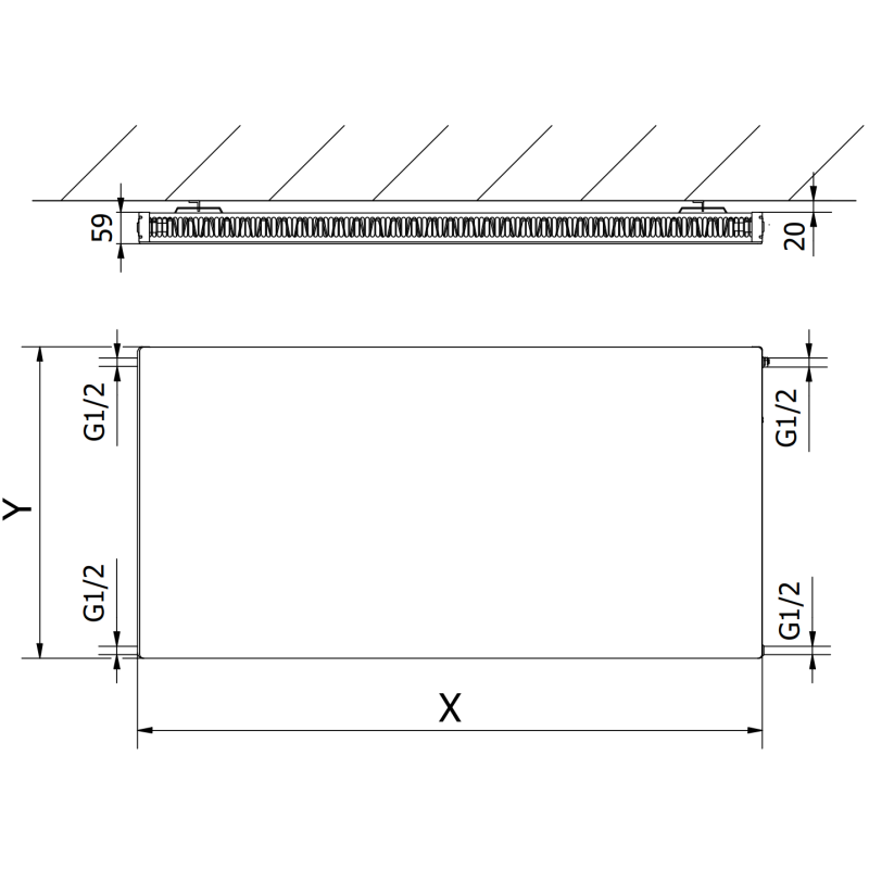 Mexen Flat CF11 Panel Radiator 500 x 400 mm, Side Connection, 273 W, White - W411F-050-040-00