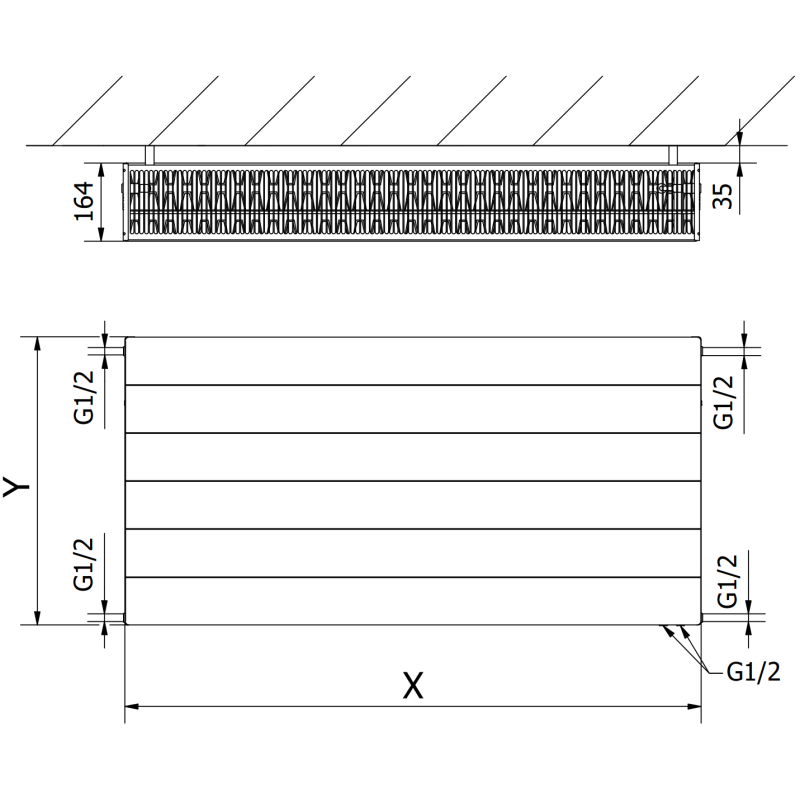 Mexen Line CVL33 panel radiator 900 x 1600 mm, bottom connection, 4801 W, white - W633L-090-160-00
