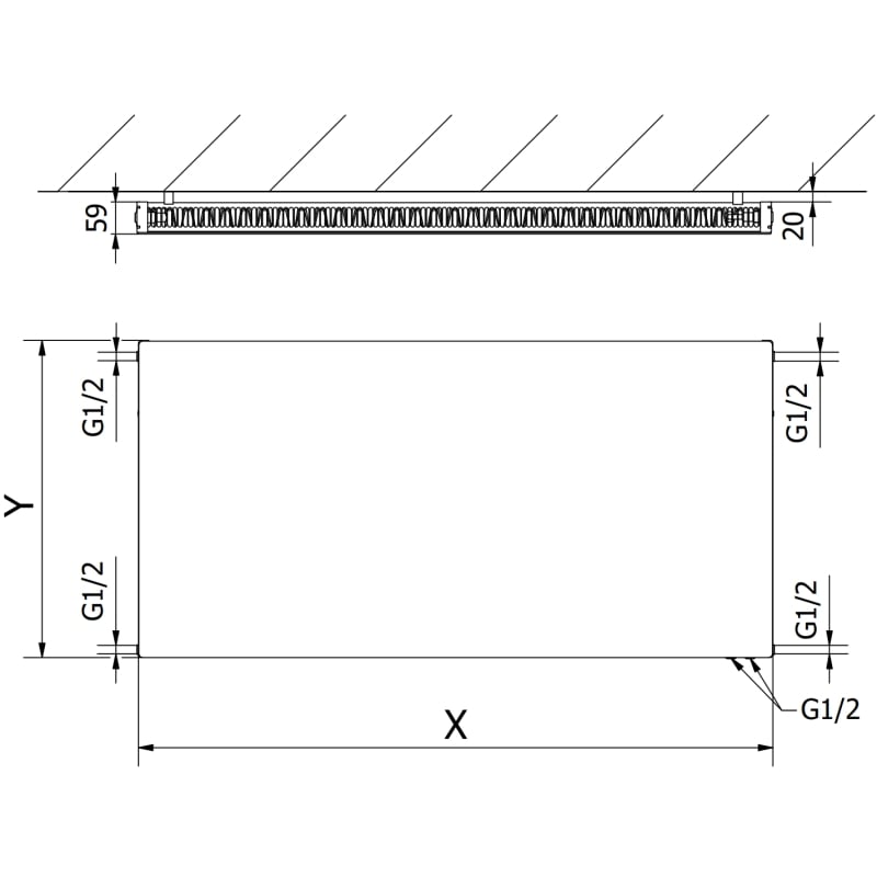 Mexen CVF11 Flat panel radiator 300 x 600 mm, bottom connection, 273 W, white - W611F-030-060-00