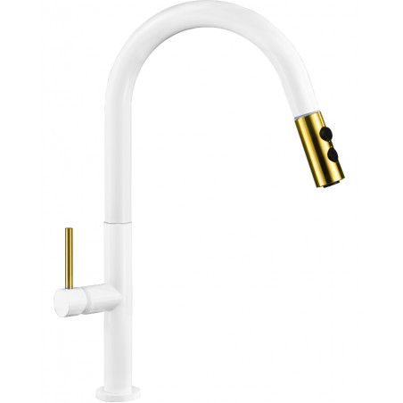 Mexen Ava kitchen faucet, white/gold - 672800-25