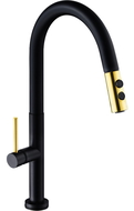 Mexen Ava kitchen mixer tap, Black/Gold - 672800-75