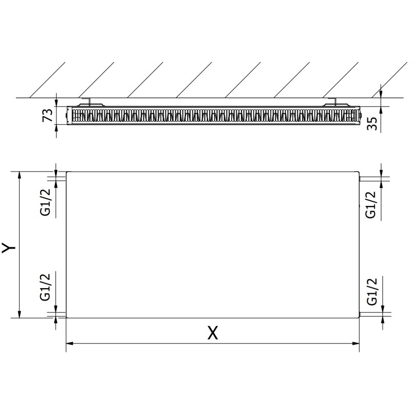Mexen CF21 Flat Panel Radiator 500 x 700 mm, Side Connection, 706 W, White - W421F-050-070-00
