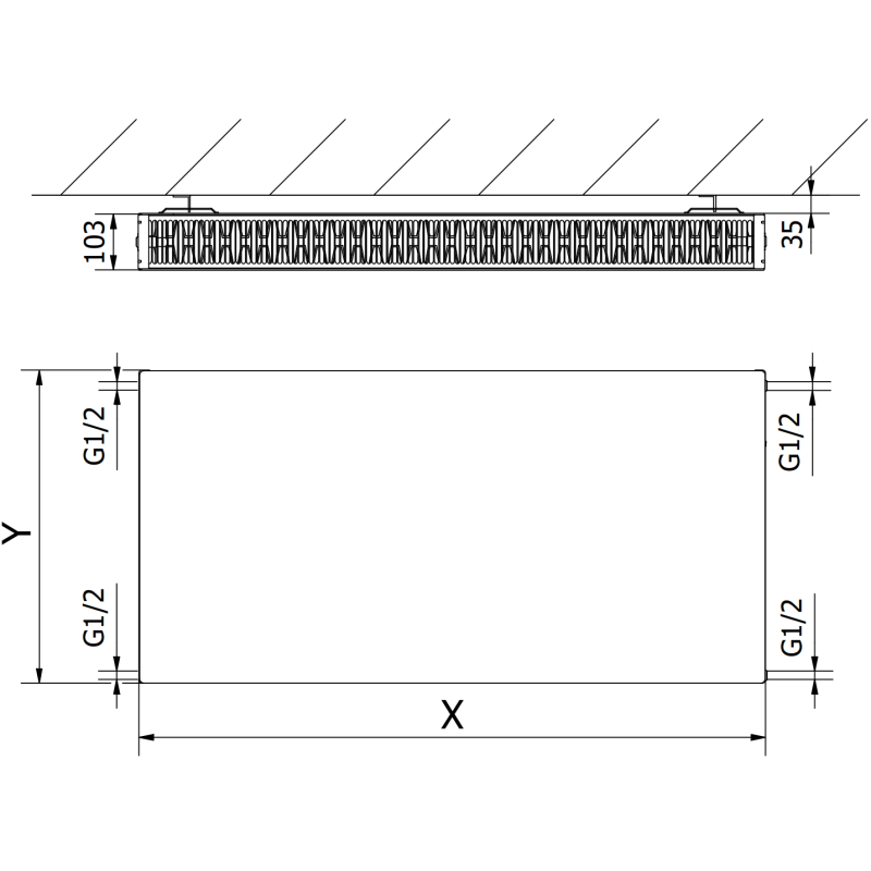 Mexen Flat CF22 Panel Radiator 300 x 800 mm, side connection, 721 W, white - W422F-030-080-00