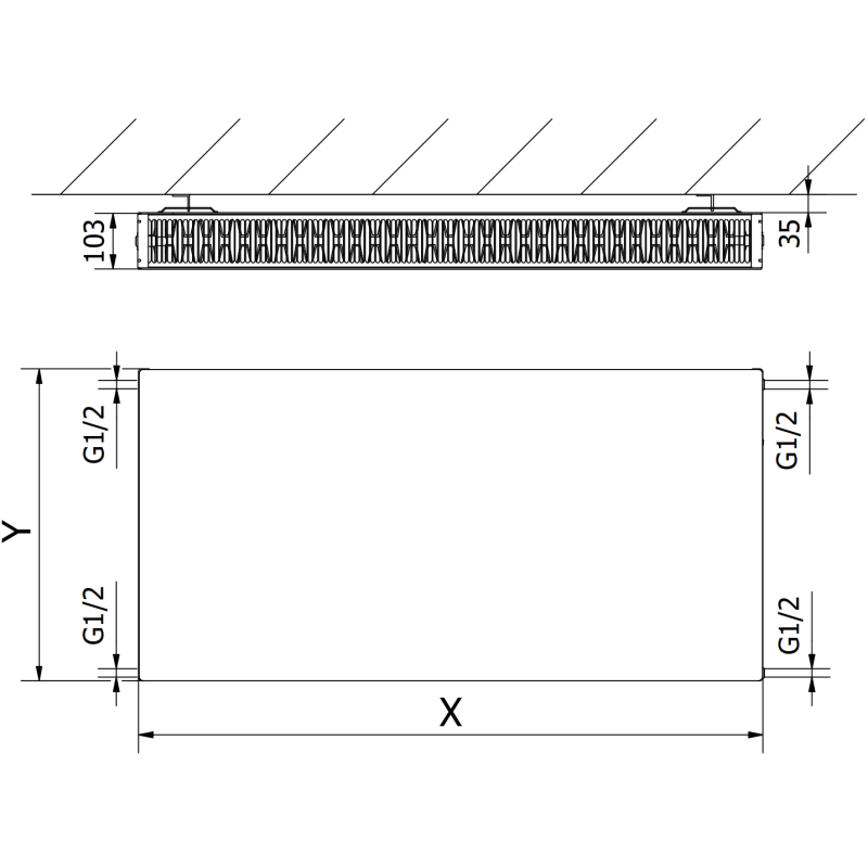 Mexen Flat CF22 Panel Radiator 900 x 1800 mm, Side Connection, 3959 W, White - W422F-090-180-00