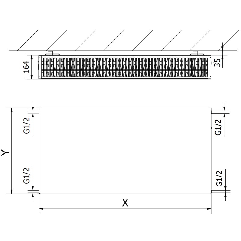 Mexen CF33 Flat panel radiator 300 x 900 mm, side connection, 1116 W, white - W433F-030-090-00